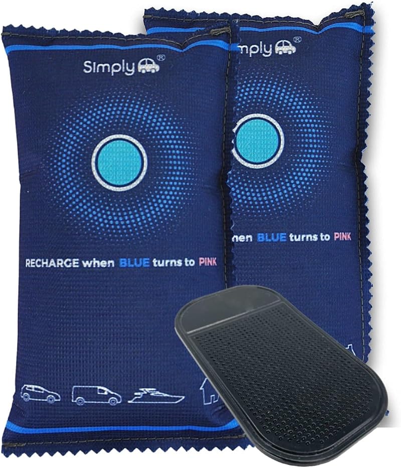 Simply Auto DEH006 2 Pack Reusable Car Dehumidifier with Anti-Slip Mat