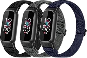 TumpCez 3 Pack Solo Loop Adjustable Nylon Bands Compatible with Fitbit Luxe/Luxe Special Edition,Breathable Comfortable Elastic Sports Replacement Wristband for Women Men