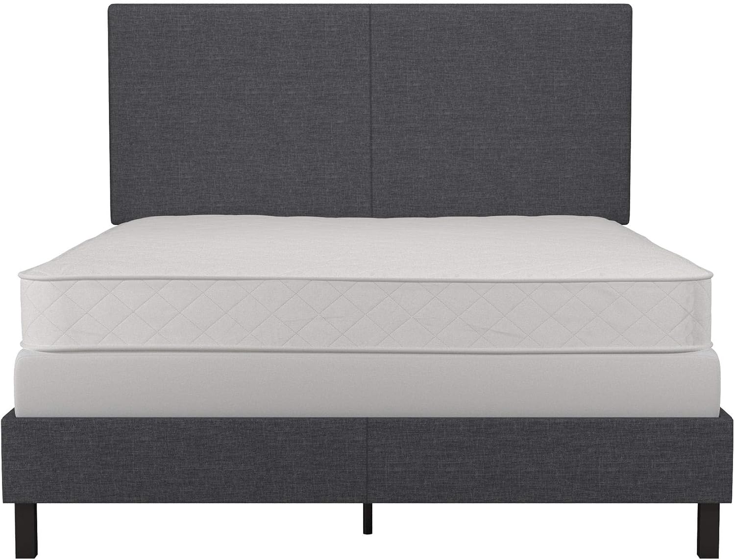 DHP Janford Upholstered Bed with Chic Design | Queen | Grey Linen: Furniture & Decor