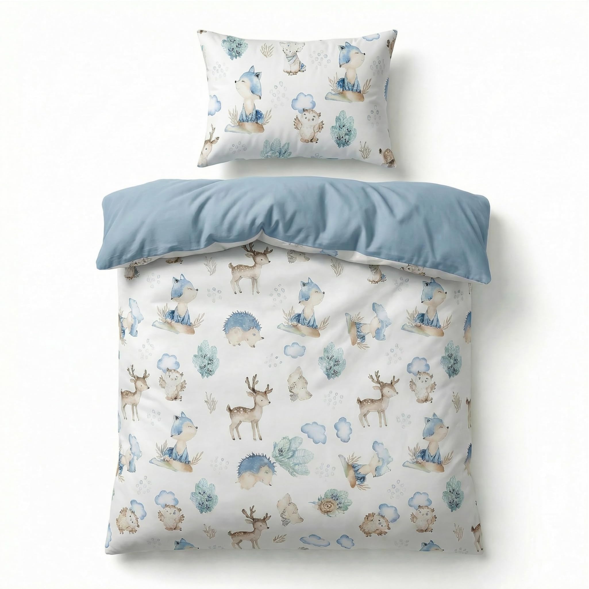 BABYSAFE Baby Cot Bed Duvet Cover Set Boys 120 X 90 with Toddler Pillowcase 40x60 Cm 100% Cotton - Toddler Duvet Cover Set in 100% Oeko-Tex Certified Cotton - Made in Europe