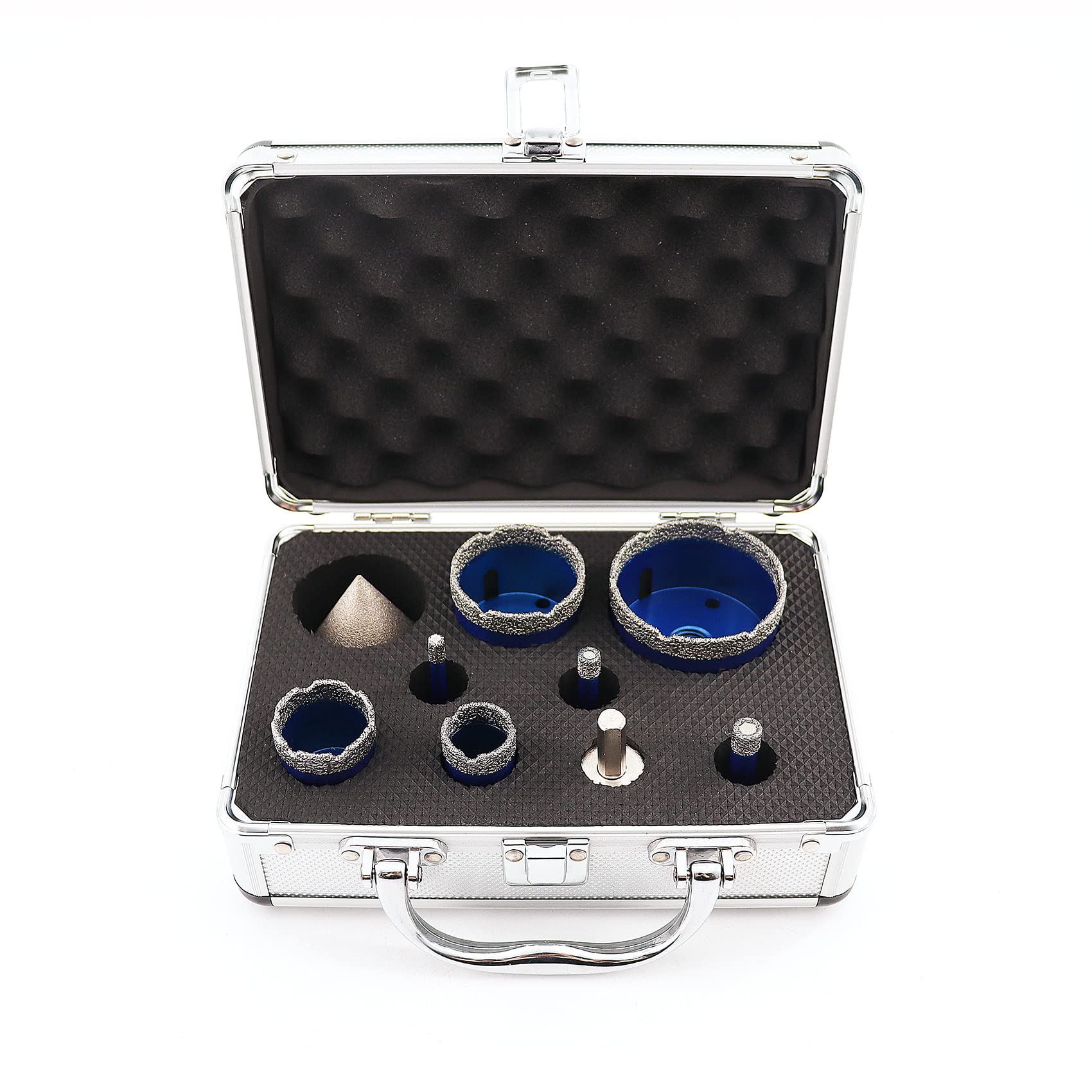 Diamantbohrer Fliesenbohrer Set - BRSCHNITT 6/20/30/35/50/68 Diamant-Bohrkrone Lochsäge mit 50mm Diamant-Fasenbohrer ein Adapter für Porzellan Fliese Granit Marmor Trockenbohren 6