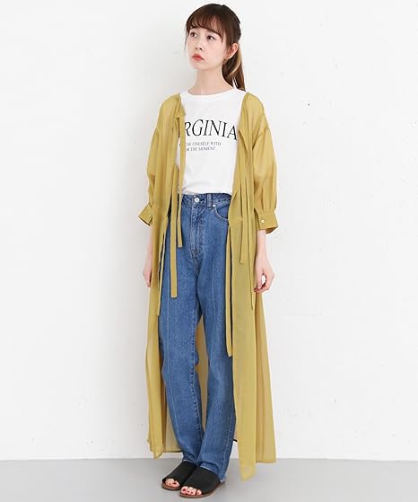 Amazon ケービーエフ Kbf Kbf バックリボンシアーワンピース Kp85 26t007 One Yellow ワンピース チュニック 通販