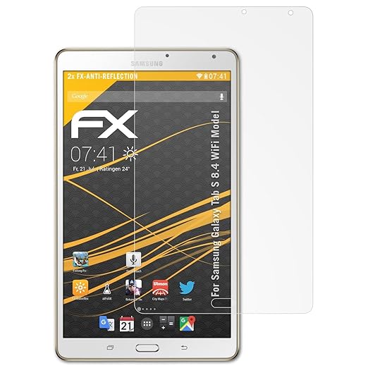 atFolix Panzerfolie kompatibel mit Samsung Galaxy Tab S 8.4 WiFi Model Schutzfolie, entspiegelnde und stoßdämpfende FX Folie 