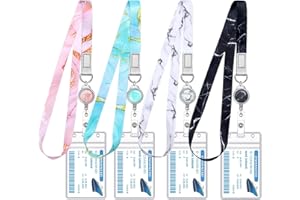 HONSIO 4 Pack Cruise Lanyard for Ship Cards Marble Cute Lanyards with Retractable Badge Reels Waterproof ID Badge Holder, 2025 Cruise Essentials Accessories