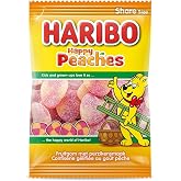 Haribo Happy Peaches | Sweet Peach Gummy Candy with Sugar Coating |185g 6.5 ounce