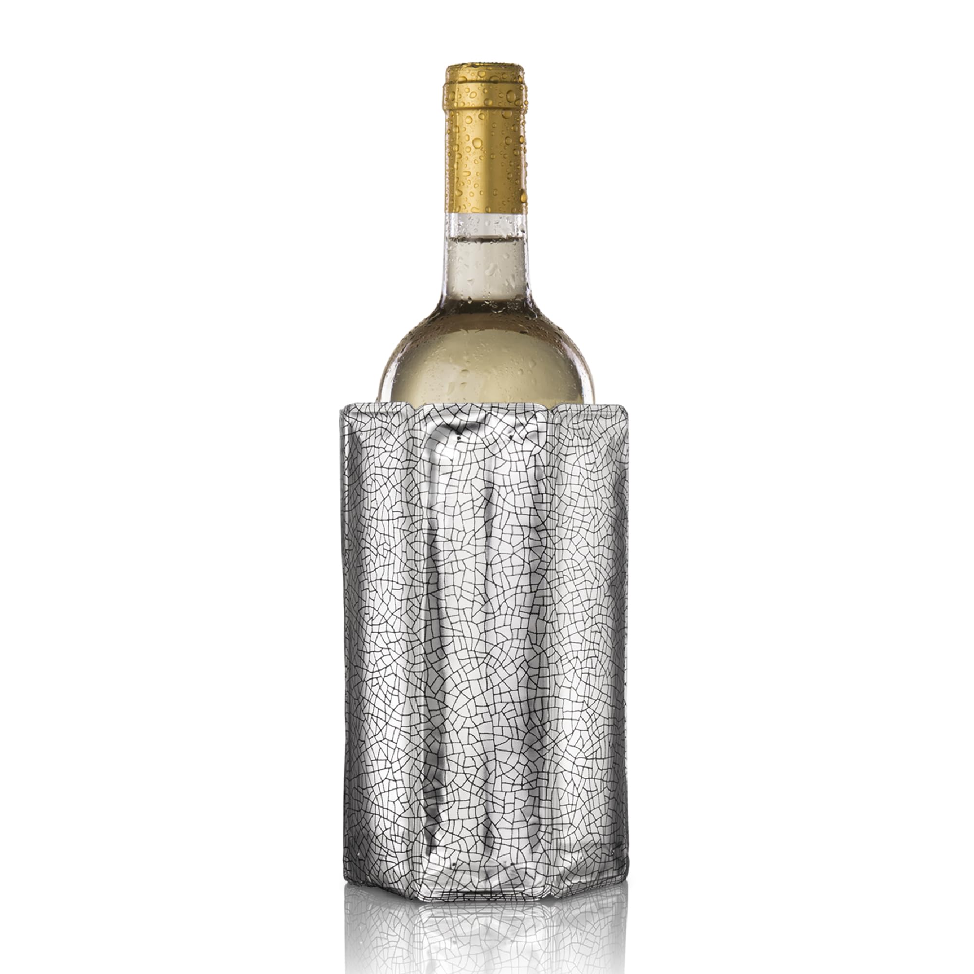 Vacu Vin Wine Cooler Sleeve – Silver – Flexible Wine Bottle Chiller – Reusable Ice Sleeve – Metallic Wine Accessory – Fits 750ml Bottles – Fast, Elegant Cooling for Any Occasion — image 1