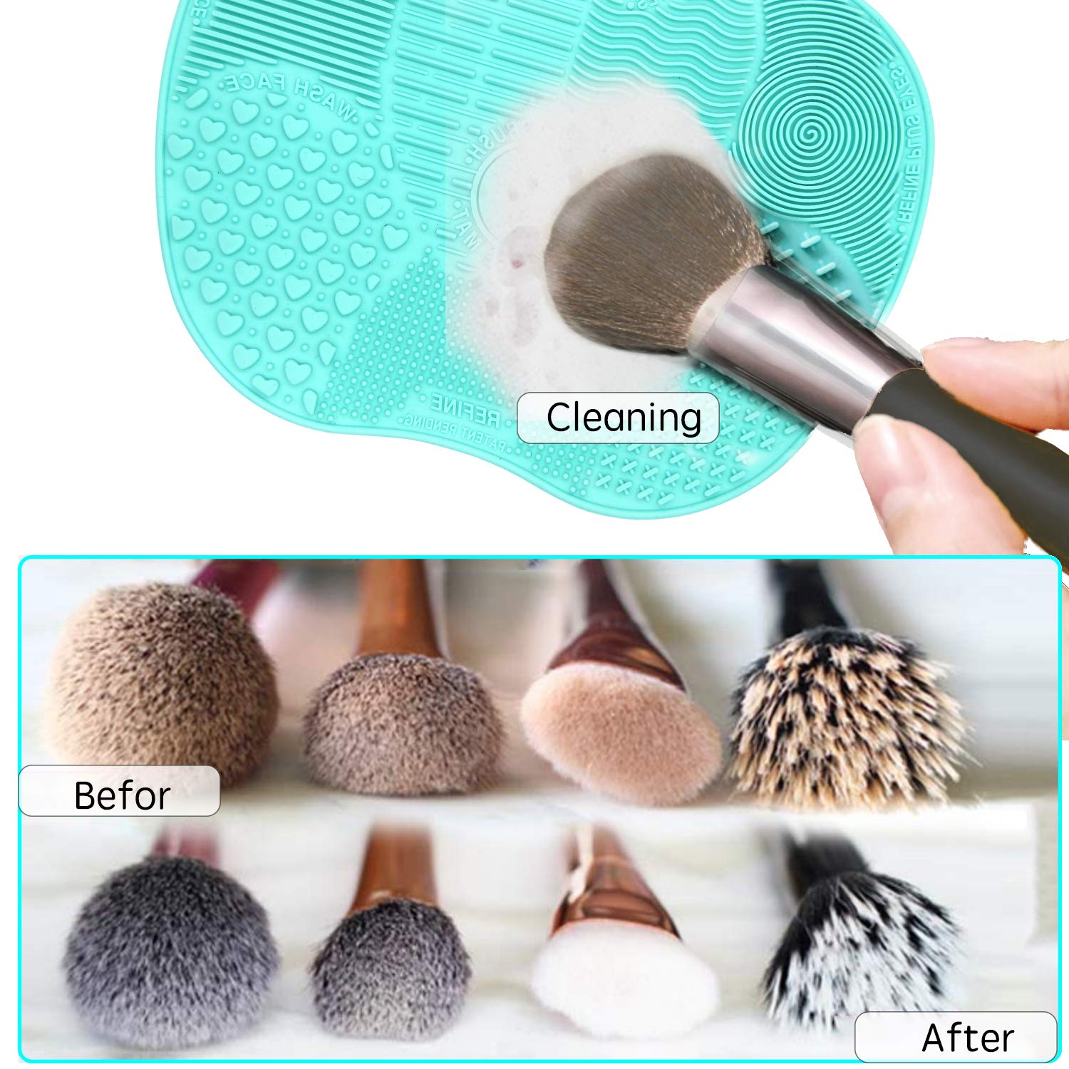 Portable Makeup Brush Cleaning Mat, Pack of 2 Colors Silicone Suction Cup Portable Cosmetic Brush Cleaning Tool for Travel & Home: Beauty
