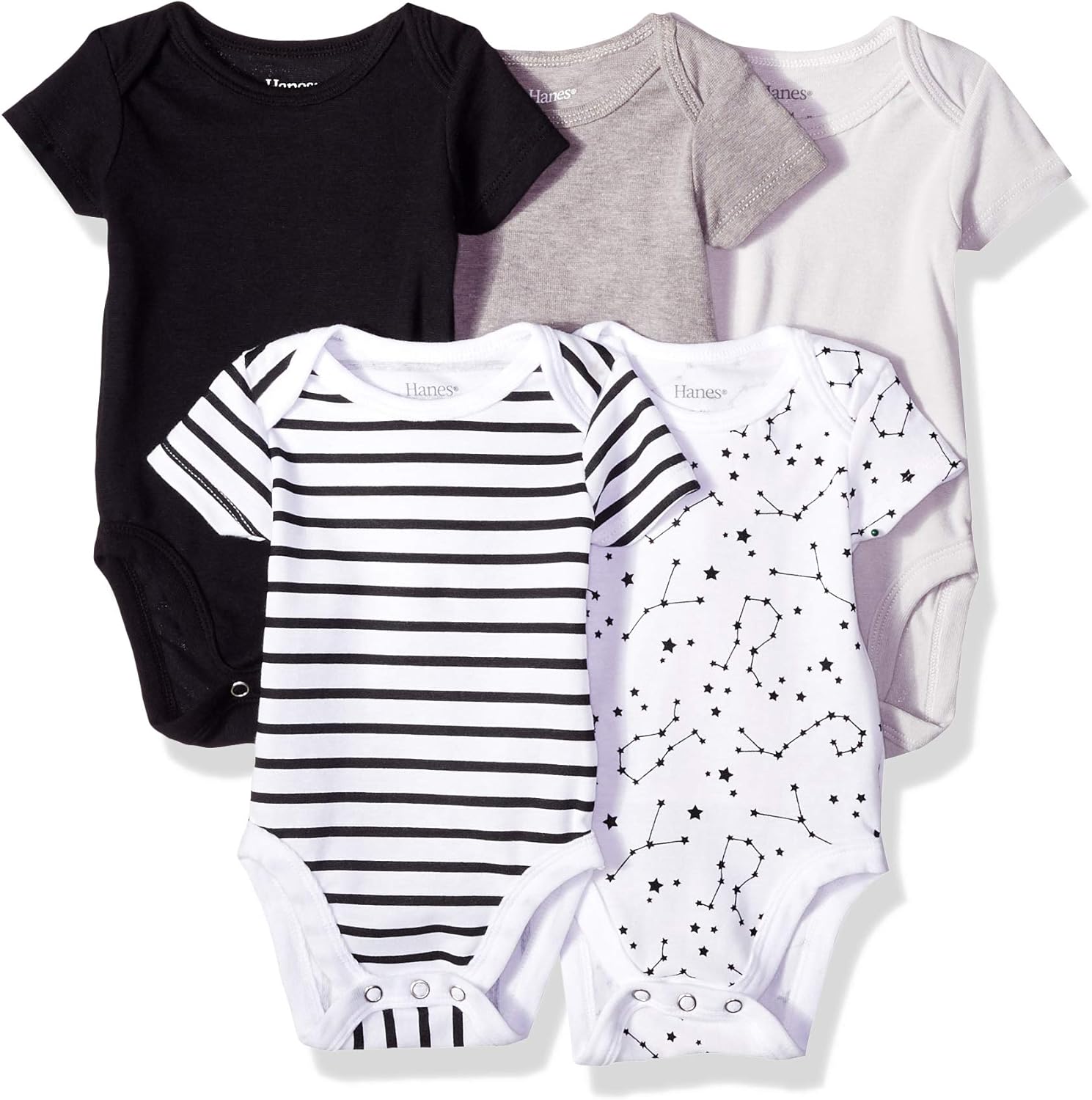 Hanes Ultimate Baby Flexy 5 Pack Short Sleeve Bodysuits