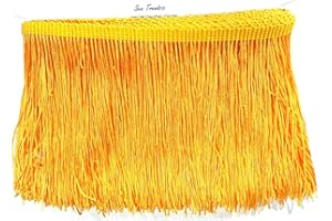 SEW TRENDS 2 Yards of 6" Long Chainette Fringe Thread Yarn Tassel Trim Braid Fringe for Crafts Sewing and Decor-Golden Yellow