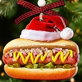 Hot Dog Christmas Ornaments - Funny Food Ornaments for Christmas Tree - Food Decorations Gifts for Lovers & Friends, Women, Men - Hanging Acrylic Ornament