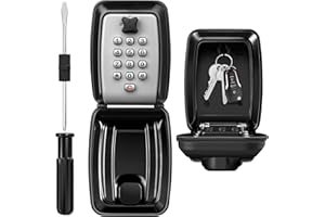 HUANLANG Key Lock Box for Outside Wall Mount 12-Digit Combination Lock Boxs Outdoor Spare Key Hider Waterproof Large Capacity Security Lockbox for Realtors Home Garage Office