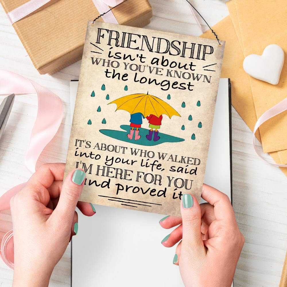 Dorothy Spring Gift Friendship Isn't About Who You've Known The Longest Saying Wall Metal Sign & Plaque with Message for Friend Quote for Bestie Present Wall Decoration Keepsake 15x20cm - Image 5