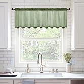 MIULEE Spring Window Valance Half Sheer Curtain Valance Rod Pocket Voile Drape Extra Wide for Kitchen Cafe Bathroom Small Window One Panel 60 x 18 Inch Sage Green