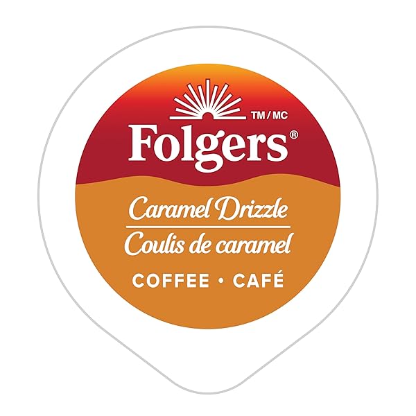 FOLGERS CARAMEL DRIZZLE FLAVOURED COFFEE, SINGLE-SERVE K-CUP PODS FOR KEURIG COFFEE MAKERS, 30 COUNT