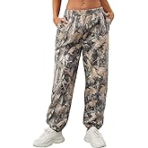 ACCPUR Women Camo Baggy Fleece Sweatpants Elastic High Waisted Trouser Active Workout Jogger Pant Lounge Bottoms with Pockets