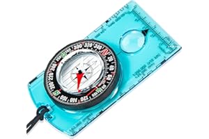 Nihtdoy Multipurpose Outdoor Compass for Hiking, Scouting, Camping, and Navigation - Liquid-Filled, Transparent Base with Measuring Scales, Durable and Compact