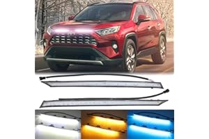 Dreamseek 3 Color LED DRL Daytime Running Light for Toyota RAV4 2019 2020 2021 2022 2023 Front Fog Grille Lamp with Dynamic Sequential Turn Signal