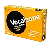 Vocalzone Throat Pastilles Honey &amp; Lemon 24 - For Sore Throats and Hoarseness When Overusing Your Voice. Produced and sold in the United Kingdom since 1912