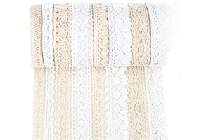IDONGCAI Cotton Lace Trim Vintage Lace Ribbon Crochet Lace Scalloped Edge for Bridal Wedding Decoration Christmas Package DIY Sewing Craft Supply 5 Yards Each (Mix)