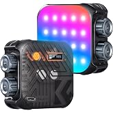 K&amp;F CONCEPT RGB Video Light 21 Light Effects, 2500K-9900K, CRI 96+, Black | 360&deg; Full Color Portable Light, Magnetic Rechargeable LED Panel Camera Light with 1/4" Screw Mount for Vlogging, Selfie L01