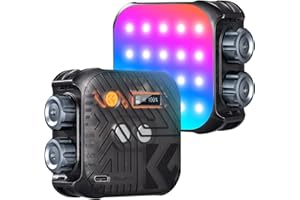 K&F CONCEPT RGB Video Light, 360° Full Color Portable Photography Light, LED Camera Light w 21 Light Effects, 2500K-9900K CRI 96+, 2000mAh Rechargeable Photography Lighting for Vlogging, Selfie, Black