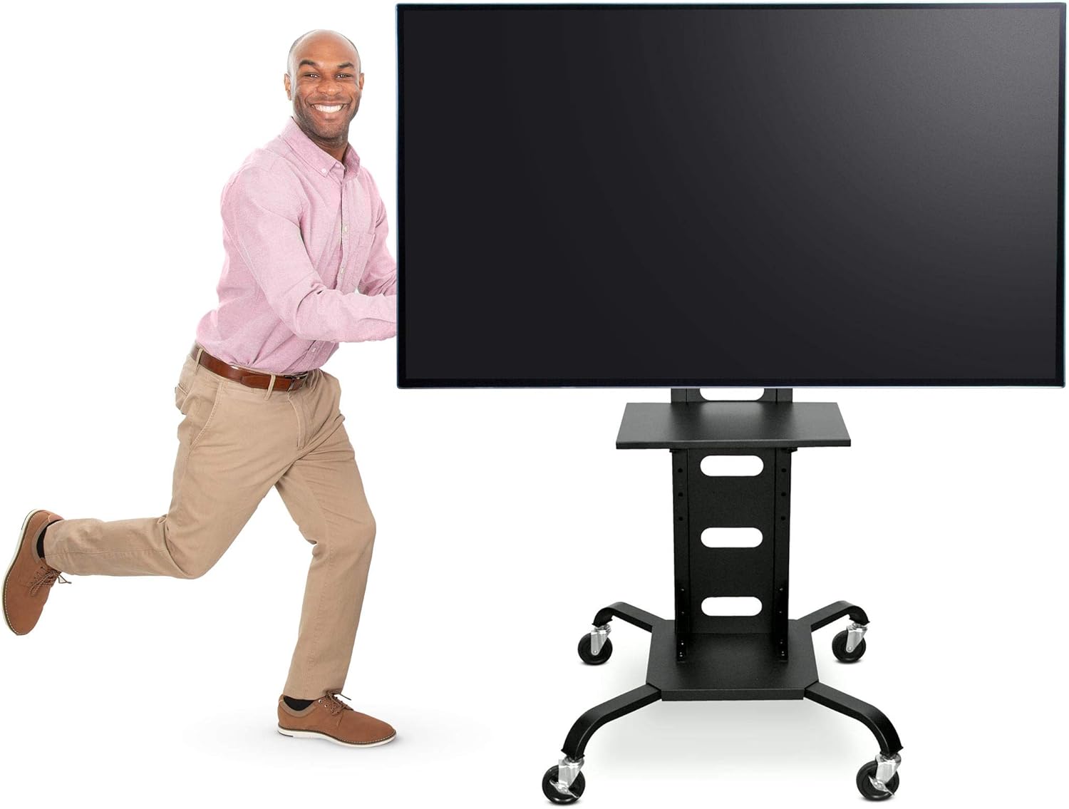 Line Leader Heavy Duty TV Stand | Mobile Television Cart with Locking Wheels & Storage Shelf | Tilting VESA Mount - Supports LCD & LED Flat Screen TVs from 37 Inches to 60 Inches : Electronics