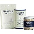 Jacobsen Salt Co. Salt Variety Pack - Coarse, Non-Iodized Made in USA, Non-GMO, Steak Seasoning, Gourmet, Real Salt Flakes - Pure Kosher, Flake & Black Pepper Sea Salt (Pack of 3)