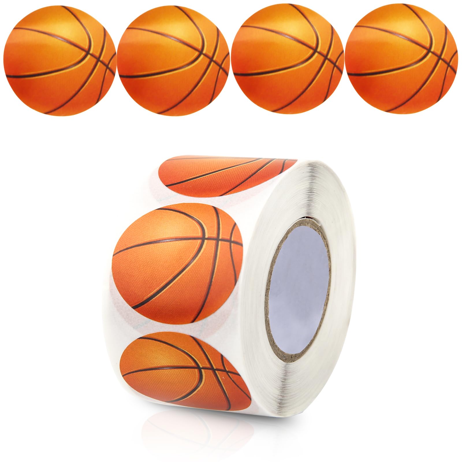 Photo 1 of 1000pcs 2 Rolls Basketball Stickers, Self-Adhesive Sports Ball Theme Decals Decorative Basketball Seal Girls Boys Teens Stickers for Water Bottles Birthday School Classroom Party Poster Board Supplies