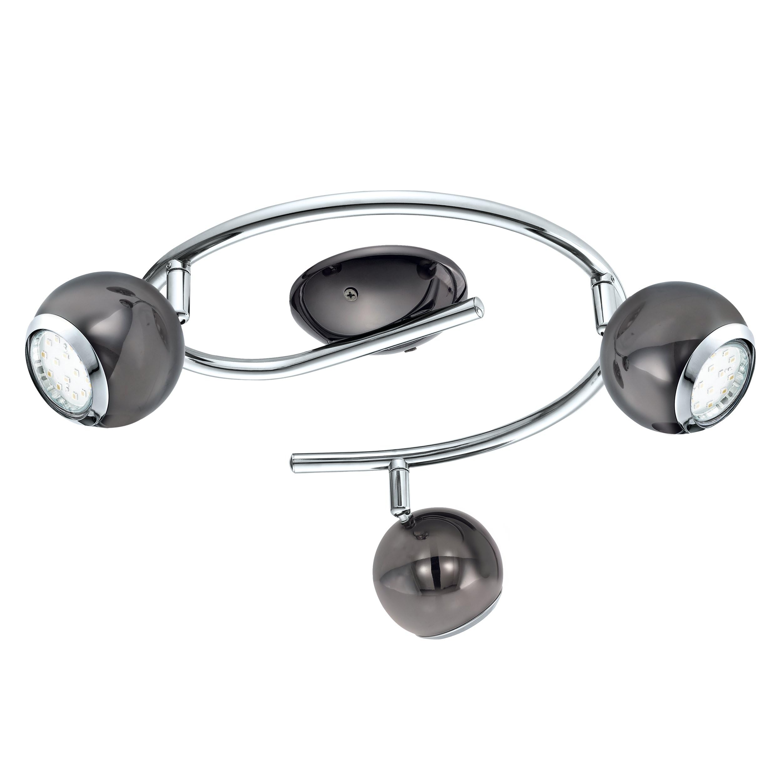 Eglo LED Ceiling Light Bimeda, 3-Light Ceiling Fixture, Metal Spotlight in Nickel-Nero and Chrome, Living Room Lamp, Spots with GU10 Bulbs, Warm White