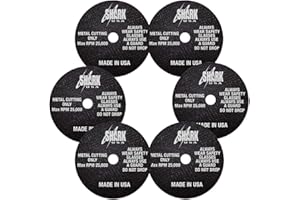 SHARK WELDING Shark Industries PN-26-6 Die Grinder Cut-Off Wheels - 6 Pack, 3-Inch x 1/32” x 3/8” Shark Type-1 Double-Reinforced Thin Wheels, 54 Grit, Maximum RPM 25,000 (6 Cutting Discs)