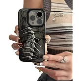 Seconddog for iPhone 13 Case 6.1 inch,Cool Horror 3D Skeleton Fish Bone Funny Gothic Halloween Drip Glue Phone case for iPhone 13 for Women Girls