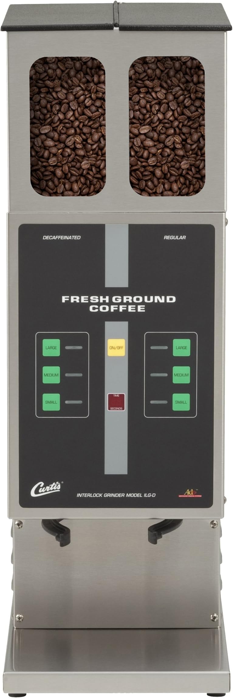 Wilbur Curtis Coffee Grinder 7.5 Lb Twin Hoppers, Digital Interlock Commercial Burr Grinder