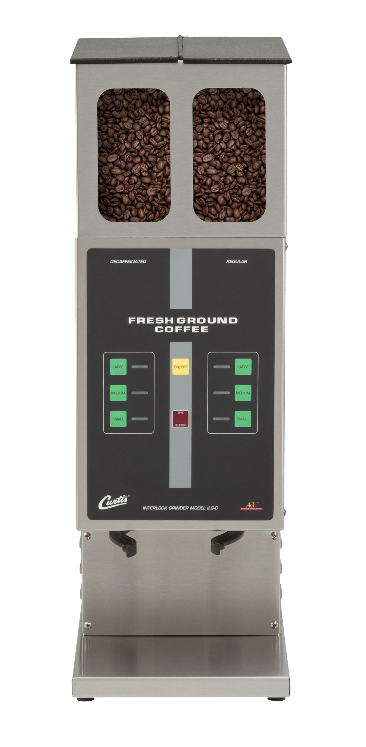 Wilbur Curtis Coffee Grinder 7.5 Lb Twin Hoppers, Digital Interlock Commercial Burr Grinder