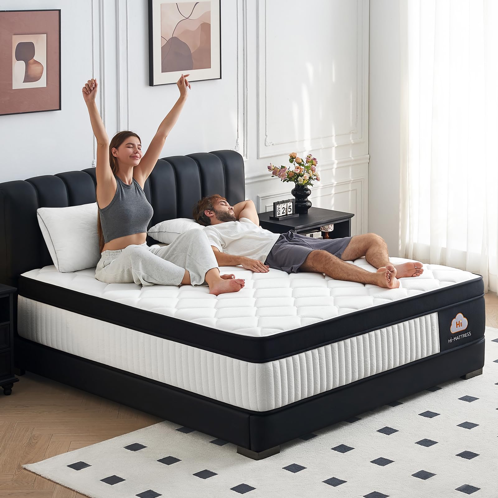 Hianab Full Size Mattress 12 Inch Hybrid Full Mattress in a Box, Memory Foam and Individual Pocket Springs for Pressure Relief, Medium Firm, CertiPUR-US Certified, Fiberglass-Free