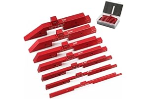 KINBOM 7pcs Precision Setup Blocks, Router Table Setup Bars, Aluminum Setup Blocks Height Gauge Set for Router Table Saw Accessories and Angle Woodworking Set Up(Red)