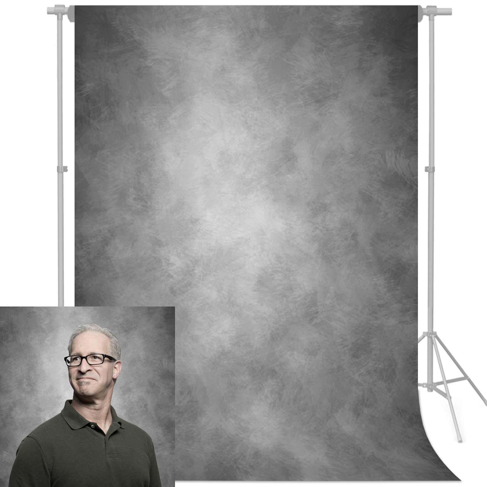 econious 1.5x2.2m Grey Portrait Photography Backdrop, Studio Pro Photo Prop with Rod Pocket