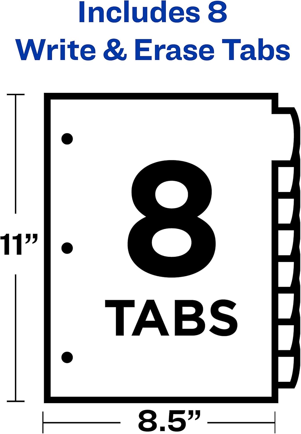 Avery 8-Tab Plastic Binder Dividers, Write & Erase Multicolor Big Tabs, 1 Set (16171), Translucent Multicolor : Binder Index Dividers : Office Products