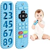 Teething Relief Teethers Toys for Babies 3-6 12 Months Gifts, Silicone TV Remote Control Baby Teether Bath Toys for 3 6 9 Mon