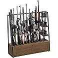 Giluta Gun Rack, Wooden Gun Display Stand with Pistol Rack, Gun Rack Storage Display Floor Standing Shotgun Rack for Home or Garage, Holds up to 10 Long Guns and 4 Handguns