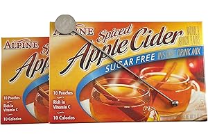 Sugar Free Spiced Cider Bundle Includes (2) Boxes of Alpine Sugar Free Spiced Cider Mix Packets, and (1) Premium FoxFyr Stainless Steel Swizzle Stir Stick