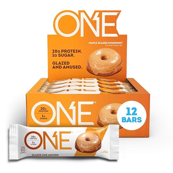ONE PROTEIN BAR, MAPLE GLAZED DOUGHNUT, 2.12 OZ., GLUTEN-FREE PROTEIN BAR WITH HIGH PROTEIN (20G) AND LOW SUGAR (1G), GUILT FREE SNACKING FOR HEALTHY DIETS