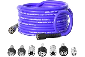 SITIMIMIL Pressure Washer Hose 50FT 1/4'', Kink Resistant M22 14mm Pressure Washer Hose to 3/8'' Quick Connect Couplers for Replacement, Hose for Pressure Washer 3600 PSI,7 Stainless Steel Accessories