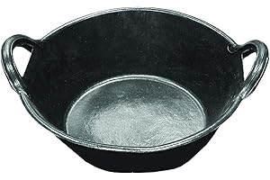 Rubber Pan with Handles (Black) - Double-Tuf - Heavy Duty Rubber Utility Bucket for Feeding, Watering, & Storage (3 Gallon) (Item No. RT00253)