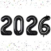 2026 Balloons 16 Inch Black 2026 Number Balloons New Years Balloon for New Year Decorations 2026 New Years Eve Party Supplies Christmas Birthday Graduations