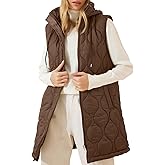 EVALESS Long Puffer Vest Women Sleeveless Hooded Puffer Jacket Lightweight Quilted Jackets Winter Warm Zip Up Coat Outerwear