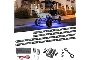 LEDGlow 4pc Expandable Million Color LED Electric Golf Cart Underglow Accent Neon Lighting Kit Compatible with EZGO Yamaha Club Car - Fits 36/48/72-Volt Electric Golf Carts - Built-in Voltage Reducer