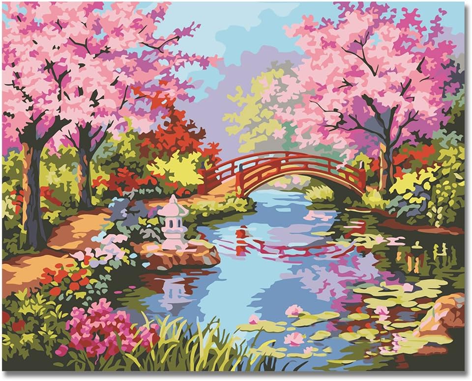 RIHE Paint by Numbers Kits Diy Oil Painting with Brushes and Acrylic