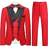 Lamgool Boys Tuxedo Suit 3 Piece Slim Fit Set with Blazer Jacket Vest Pant Kids Formal Outfit for Wedding Prom Size 6-20