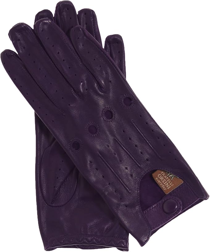 Fratelli Orsini Everyday Women's Open Back Leather Driving Gloves Size 9 Color Purple at Amazon