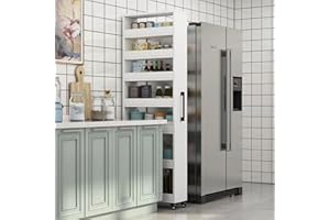 WEIDPHL White,Large, Slim Storage Cart, Kitchen Rolling Cart, Narrow Storage Cabinet with Handle & Wheels, Wood Spice Rack Next to Fridge, Pantry Shelf for Kitchen, Small Spaces